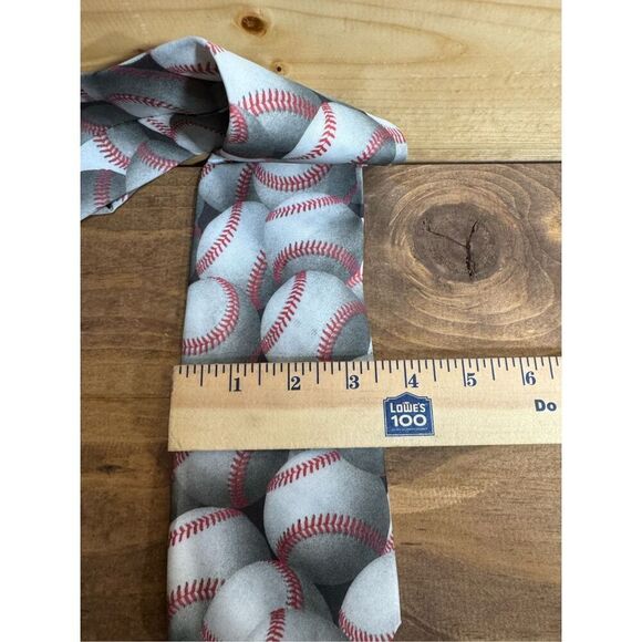 Ralph Marlin Vintage Men's “Just Balls- Baseballs  Print Necktie Multicolor Poly - Picture 10 of 10